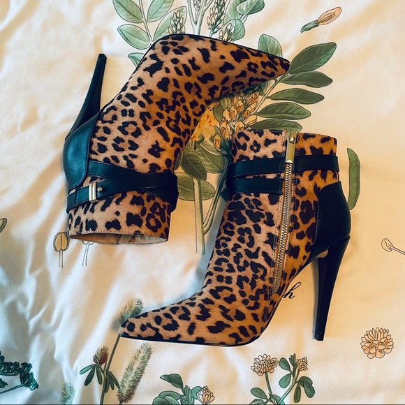 JustFab Shoes - JustFab Leopard Stiletto Booties